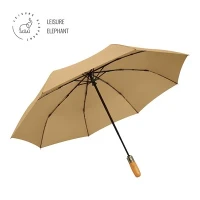 Guarda-chuva compacto com alça de madeira
